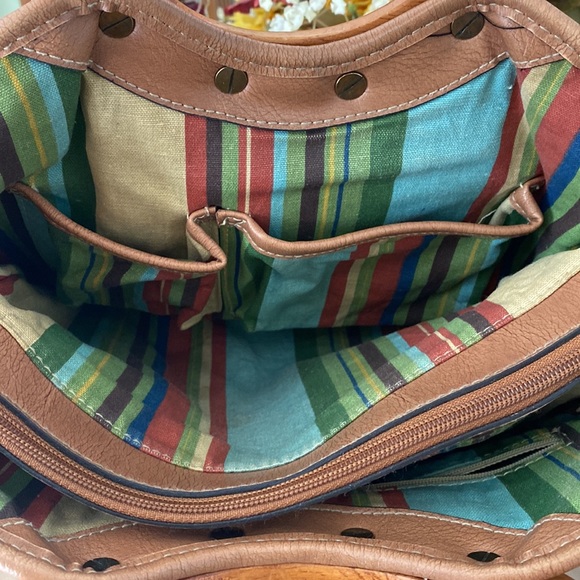 Auth fossil woven straw and leather satchel - Picture 6 of 16